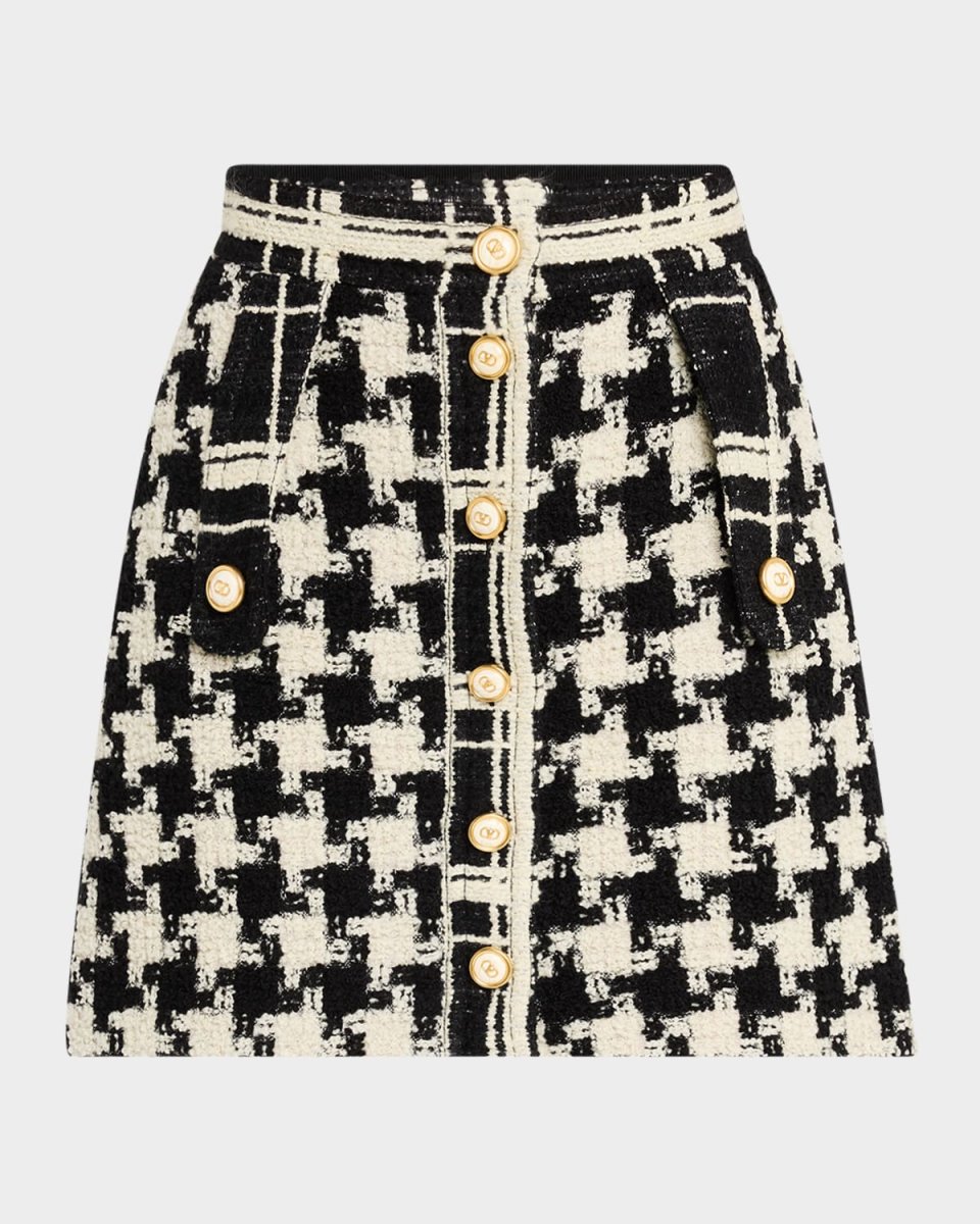 Macro Pied De Poule Tweed Mini Skirt
